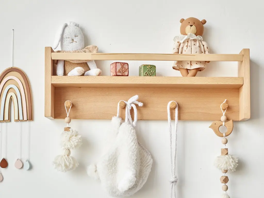 Wall-Mounted Storage Rack with Hooks