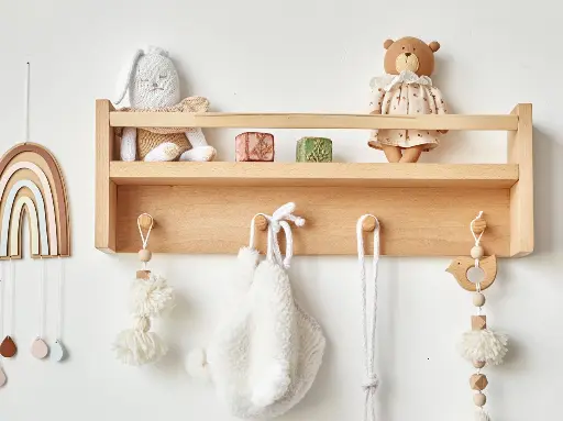 Wall-Mounted Storage Rack with Hooks